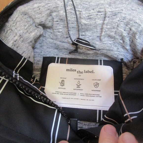 Miles the Label Grid Print on Black Hooded Raincoat 5Y NEW! - Picture 10 of 12